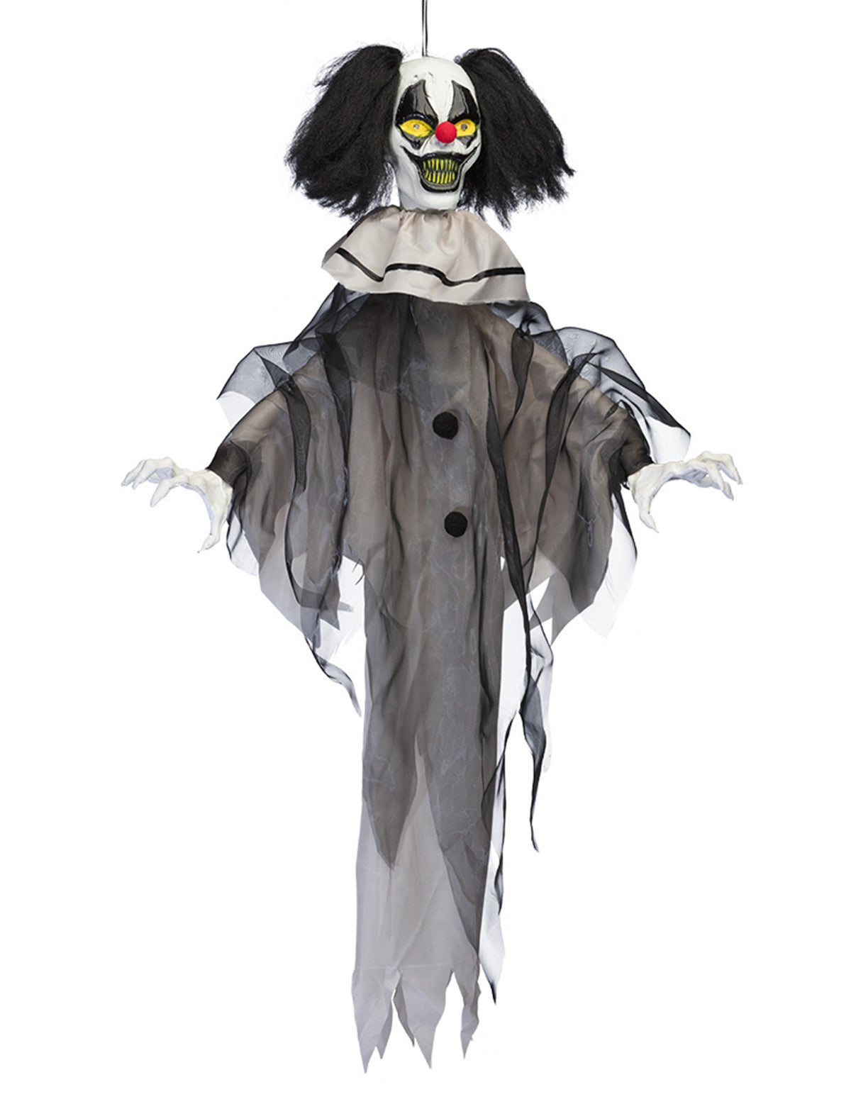 Decorațiune animată suspendată clown malefic cu mișcări și sunete 90 cm