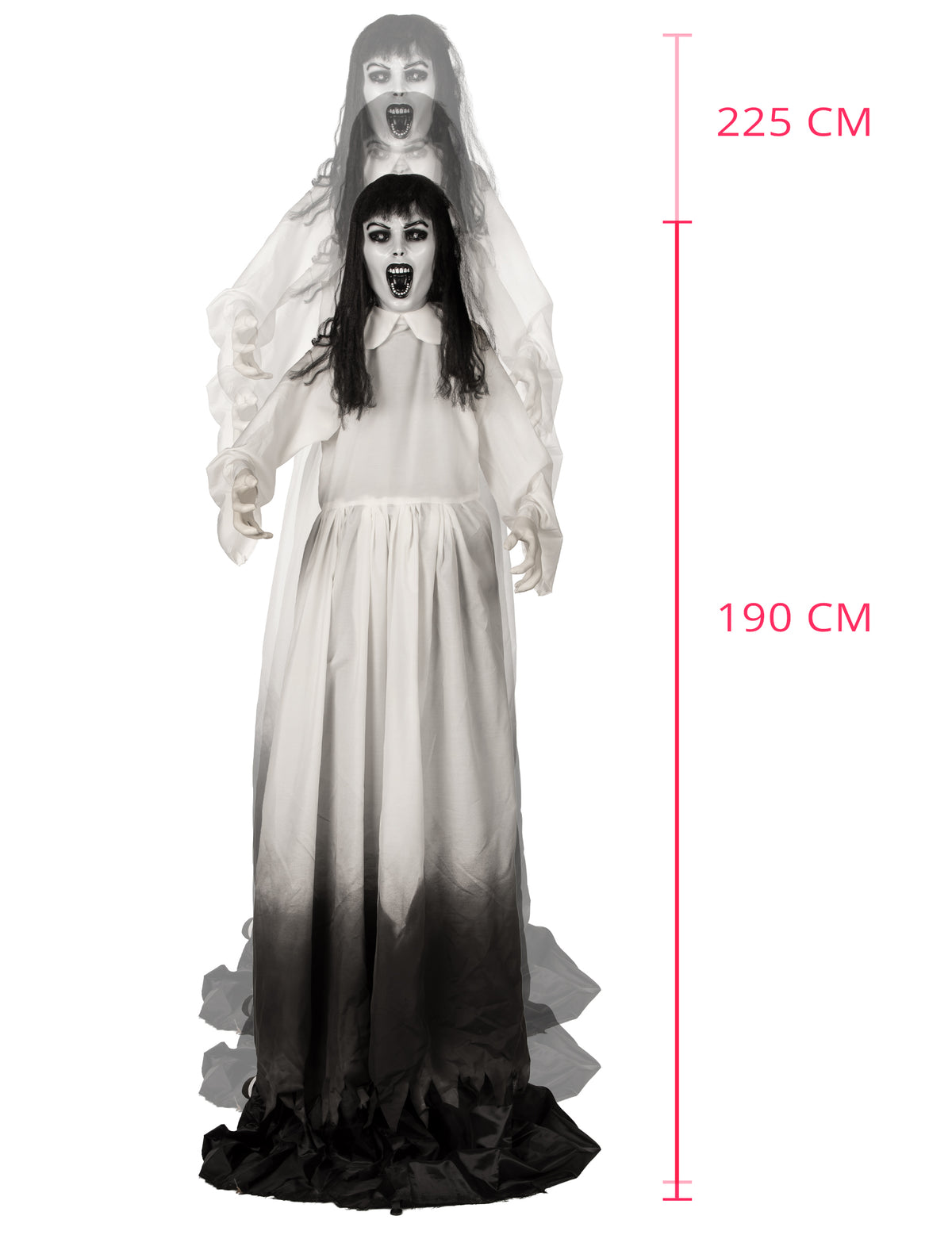Decorațiune animată văduvă fantomatică extensibilă, cu mișcare, 190 până la 225 cm