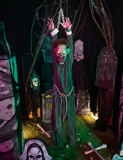Decorațiune animată cu zombi, 1,4 m, care se zvârcolește și tremură