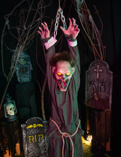 Decorațiune animată cu zombi, 1,4 m, care se zvârcolește și tremură