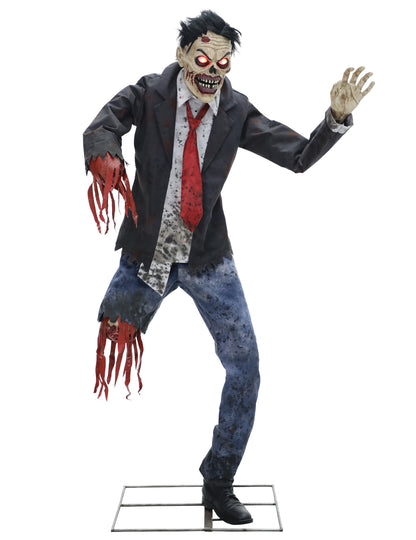 Decorațiune animată cu zombi fracturați, cu brațe articulate, sunet și lumini, 1,8 m