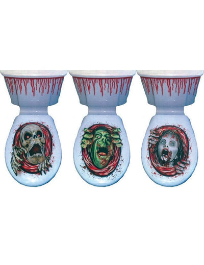Décoration électrostatique Halloween pour abattant de WC motifs de squelette et zombie sanglants