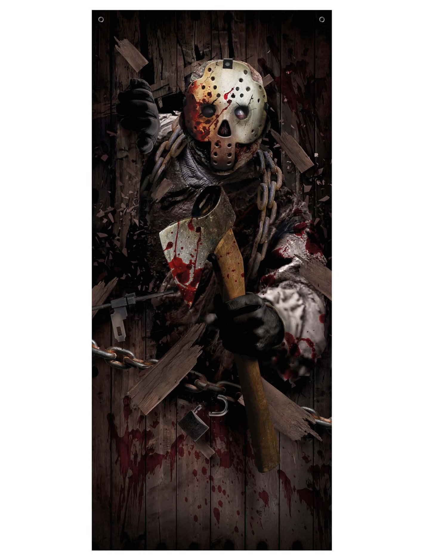 Détail de l'assassin avec hâche ensanglantée de la décoration de porte assassin à la hâche