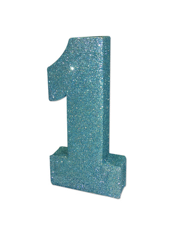 Decorațiune de masă cu numărul 1 albastru strălucitor pentru prima aniversare