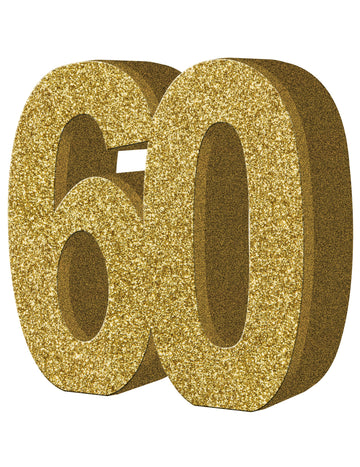 Décoration de table 60 ans dorée 20 x 20 cm