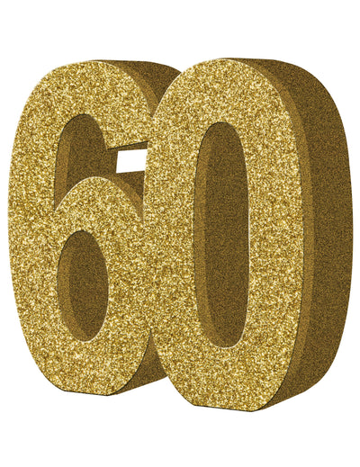 Décoration de table 60 ans pour anniversaire dorée pailletée