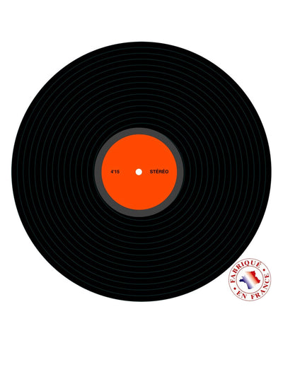 Décoration disque vinyle disco noir avec étiquette orange en carton