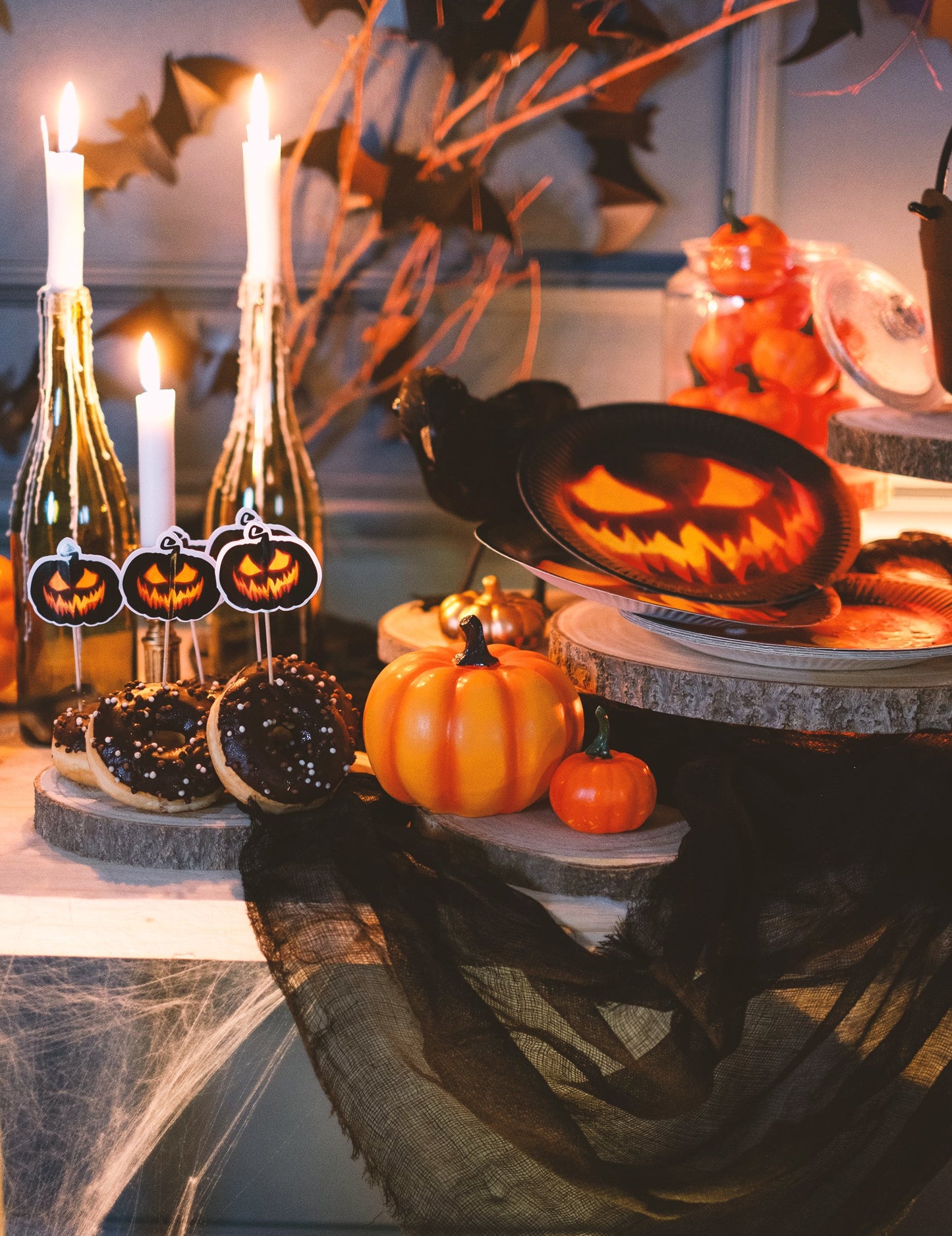 Decorare de foi negre de Halloween 300 x 75 cm