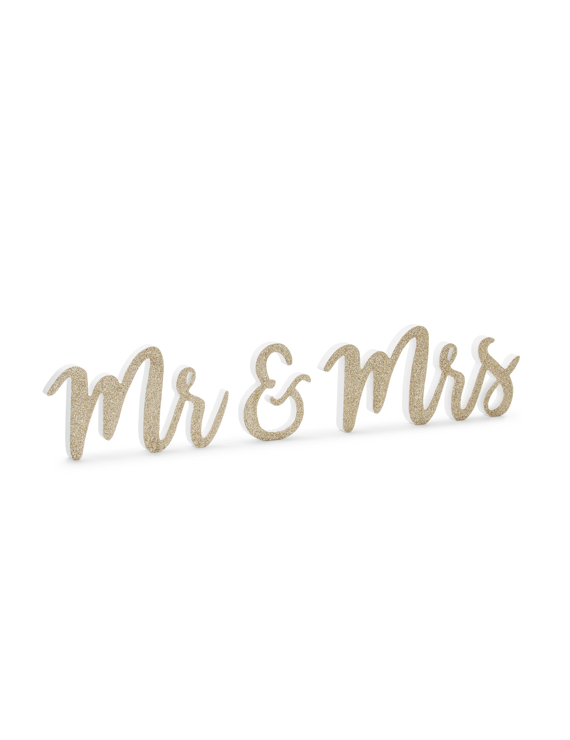Décoration en bois Mr et Mrs pour mariage dorée pailletée