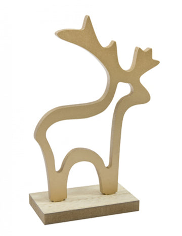 Decorațiune din lemn Ren aurit 15,5 x 10,5 x 4,5 cm 
