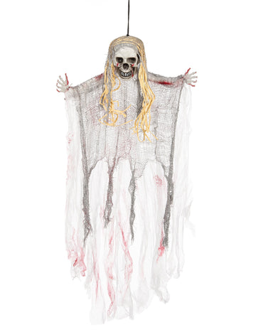 Decorare fantomă sângeroasă pentru Halloween albă și gri de suspendat