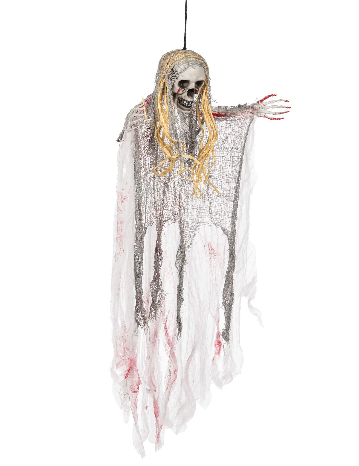 Vedere laterală a decorațiunii fantomă însângerată pentru halloween