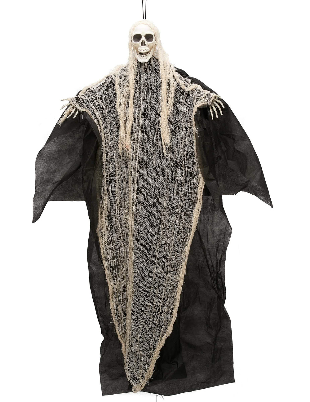 Decorațiune de moartea cu coasa pentru halloween, neagră și albă, de agățat