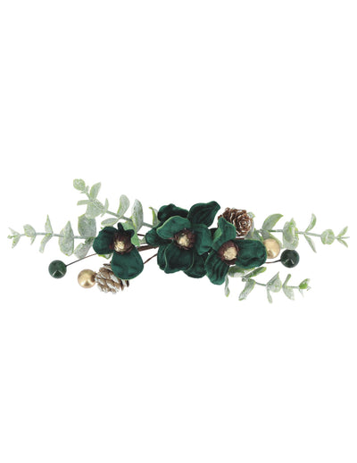 Decorațiune florală Élégance verde închis și auriu 23 cm