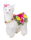 Décoration lama pour fête blanc à fleurs et perles multicolores