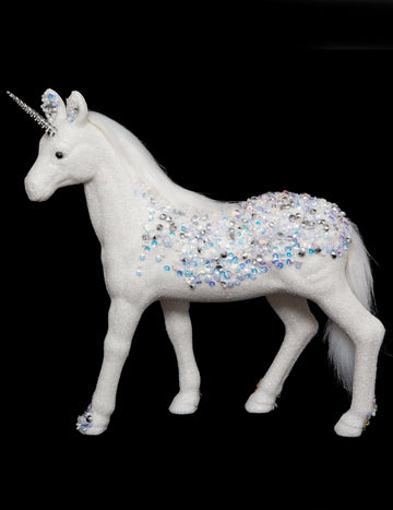 Decorațiune unicorn alb cu strasuri 25 cm 