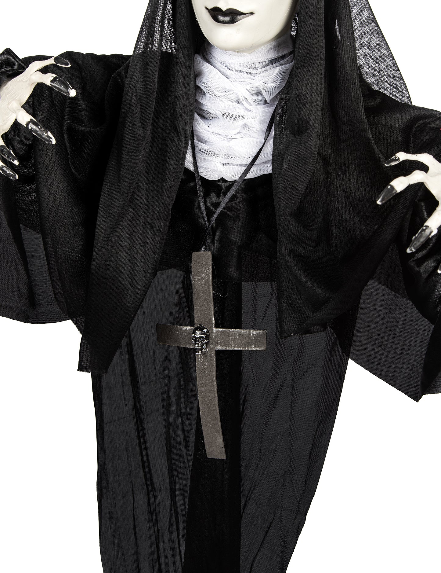 Detaliu al pandantivului în formă de cruce al decorațiunii luminoase de călugăriță suspendată