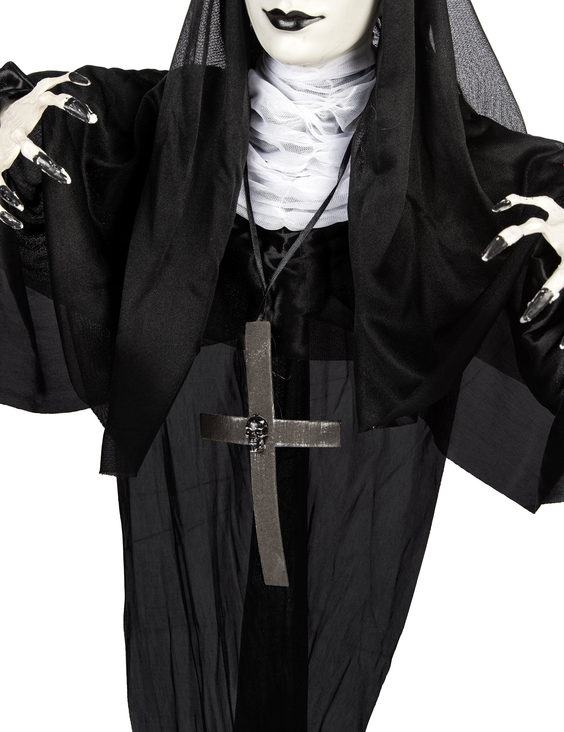 Detaliu al pandantivului în formă de cruce al decorațiunii luminoase de călugăriță suspendată