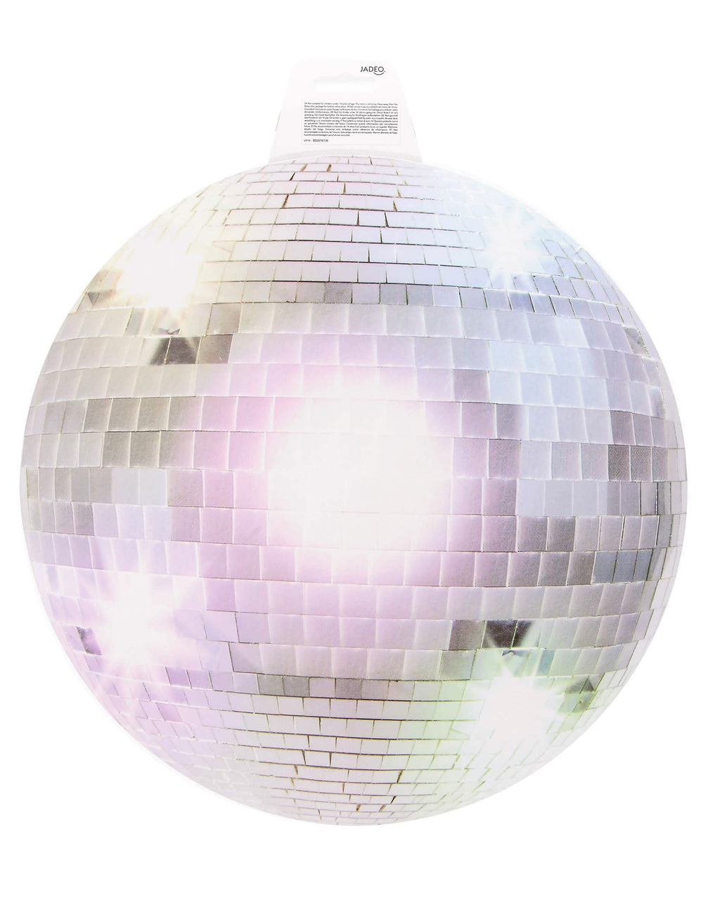 Vedere din față a decorațiunii murale cu bilă disco argintie