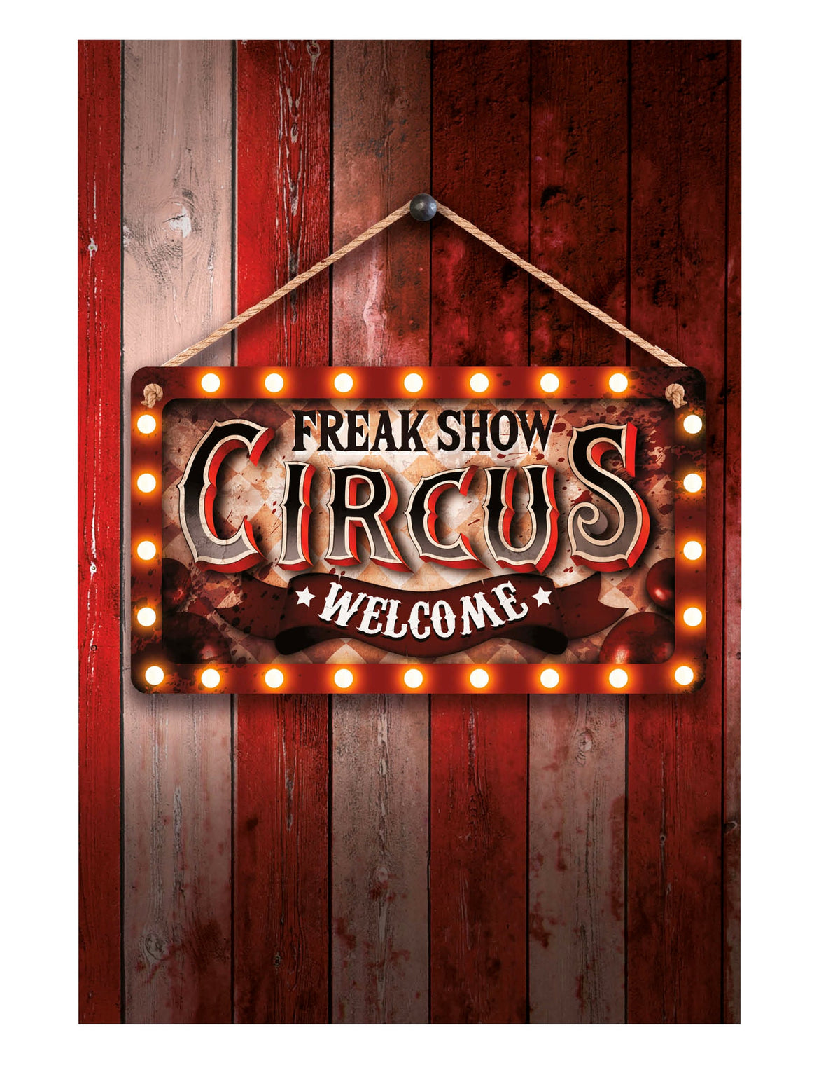 Décoration panneau Circus pour fête vintage Freak Show rouge et blanc