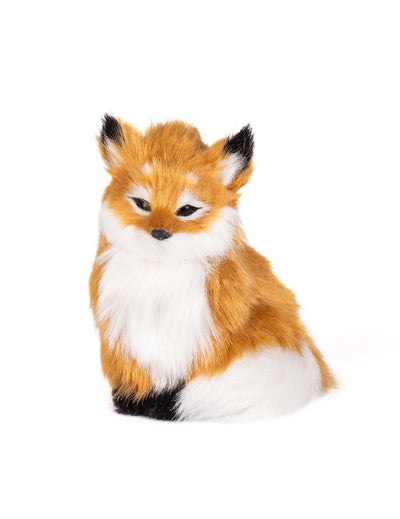 Decorațiune de vulpișor roșcat și alb din blană artificială