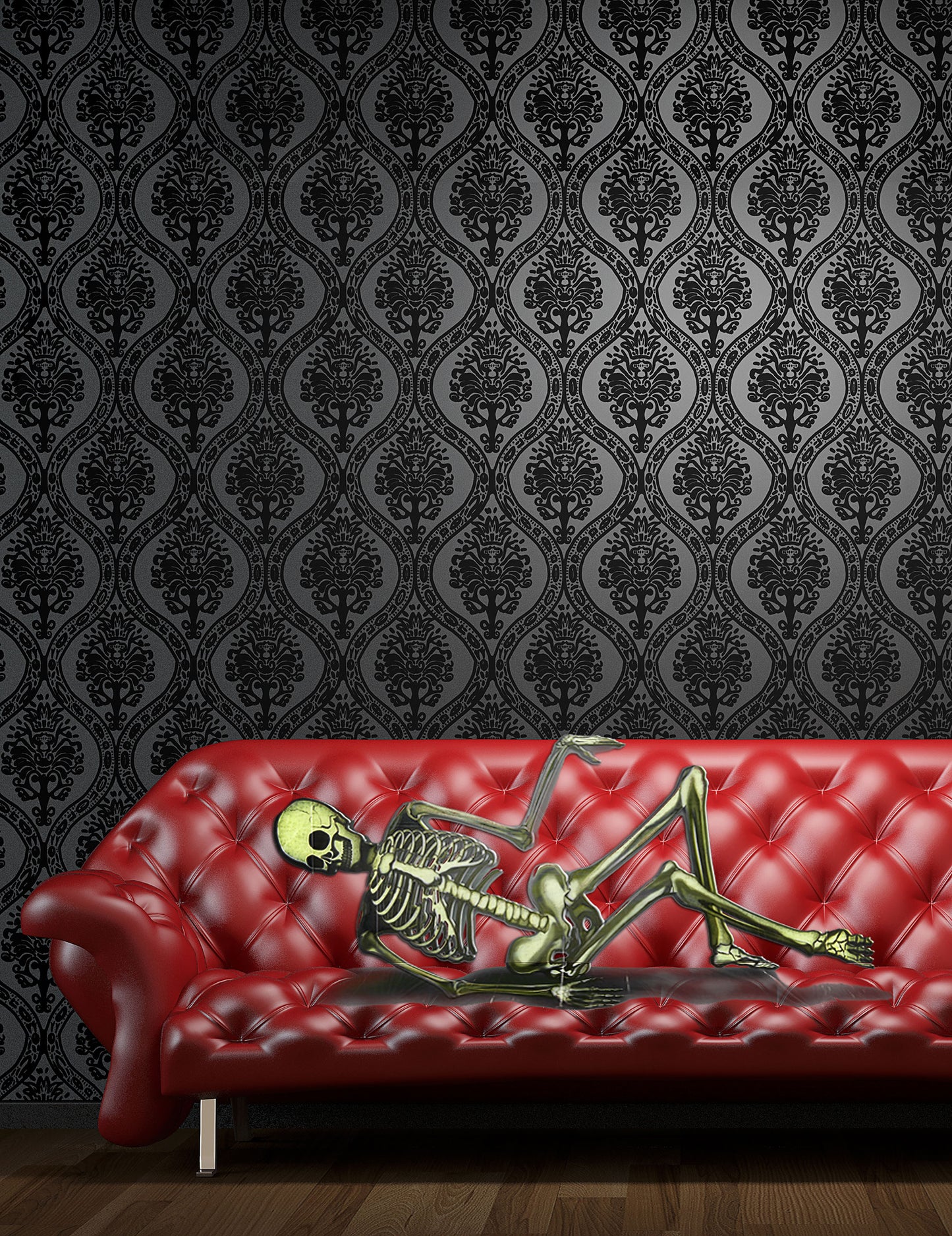 Canapea schelet de decorare din plastic 75 x 150 cm Halloween