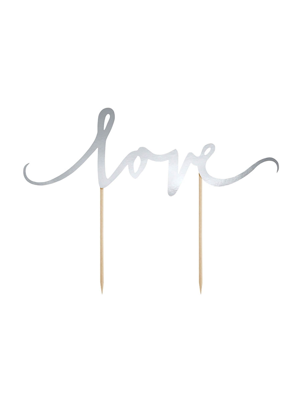 Decorațiune în formă de pic pentru tort love pentru petrecere argintiu strălucitor