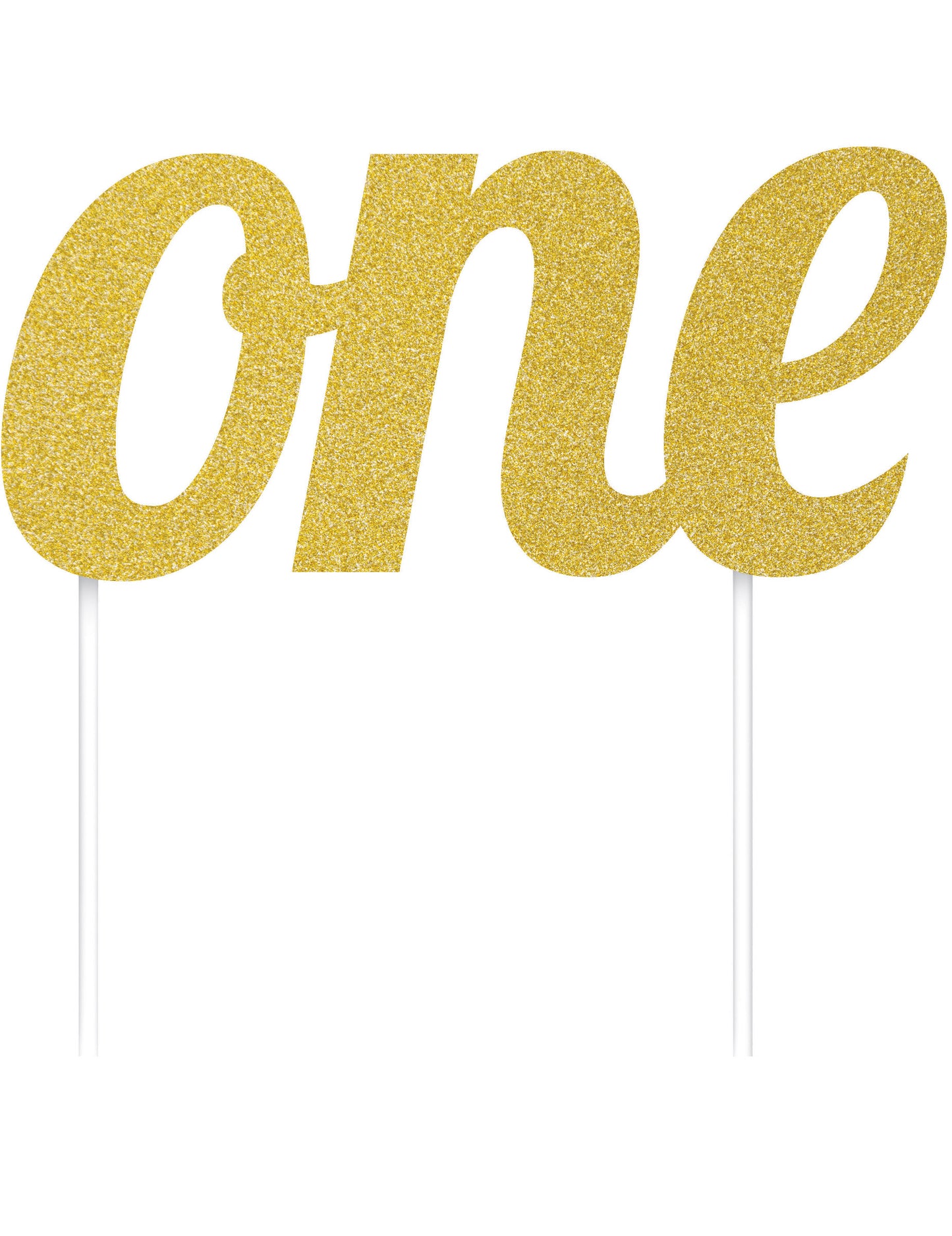 Decorațiune pentru tort pentru un copil de 1 an cu inscripția „unu” cu sclipici auriu, 7 x 15 cm cm