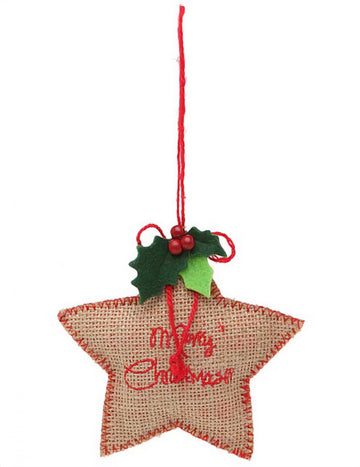 Decorațiune suspendată stea din material textil 13 cm 