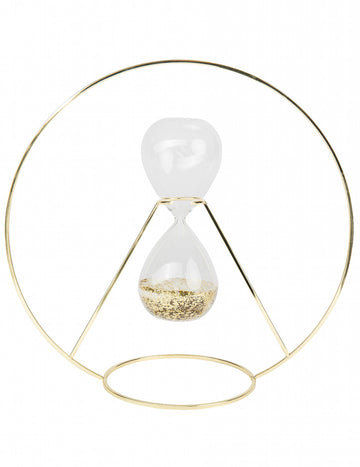 Decorațiune clepsidră metalică aurie 35 cm 