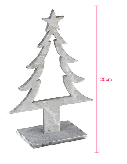 Decor de brad de Crăciun din lemn gri 25 x 11 x 8 cm