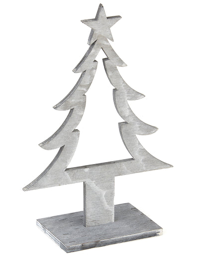 Décoration sapin de noël en bois gris