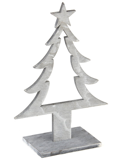 Decor de brad de Crăciun din lemn gri 25 x 11 x 8 cm