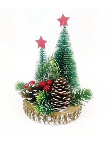 Decorațiuni tradiționale pentru bradul de Crăciun pe un buștean 21 cm piesă centrală