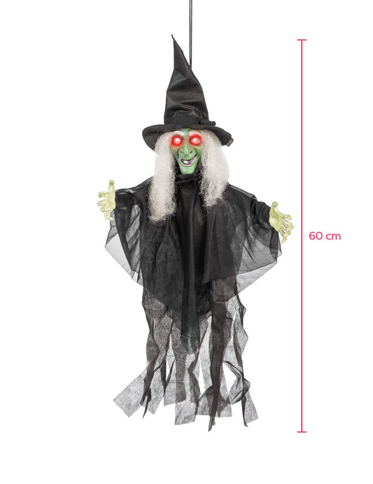 Dimensiunile decorațiunii vrăjitoare animate, luminoase și vorbitoare pentru halloween