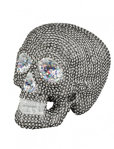 Décoration squelette Halloween à strass argentés et brillants