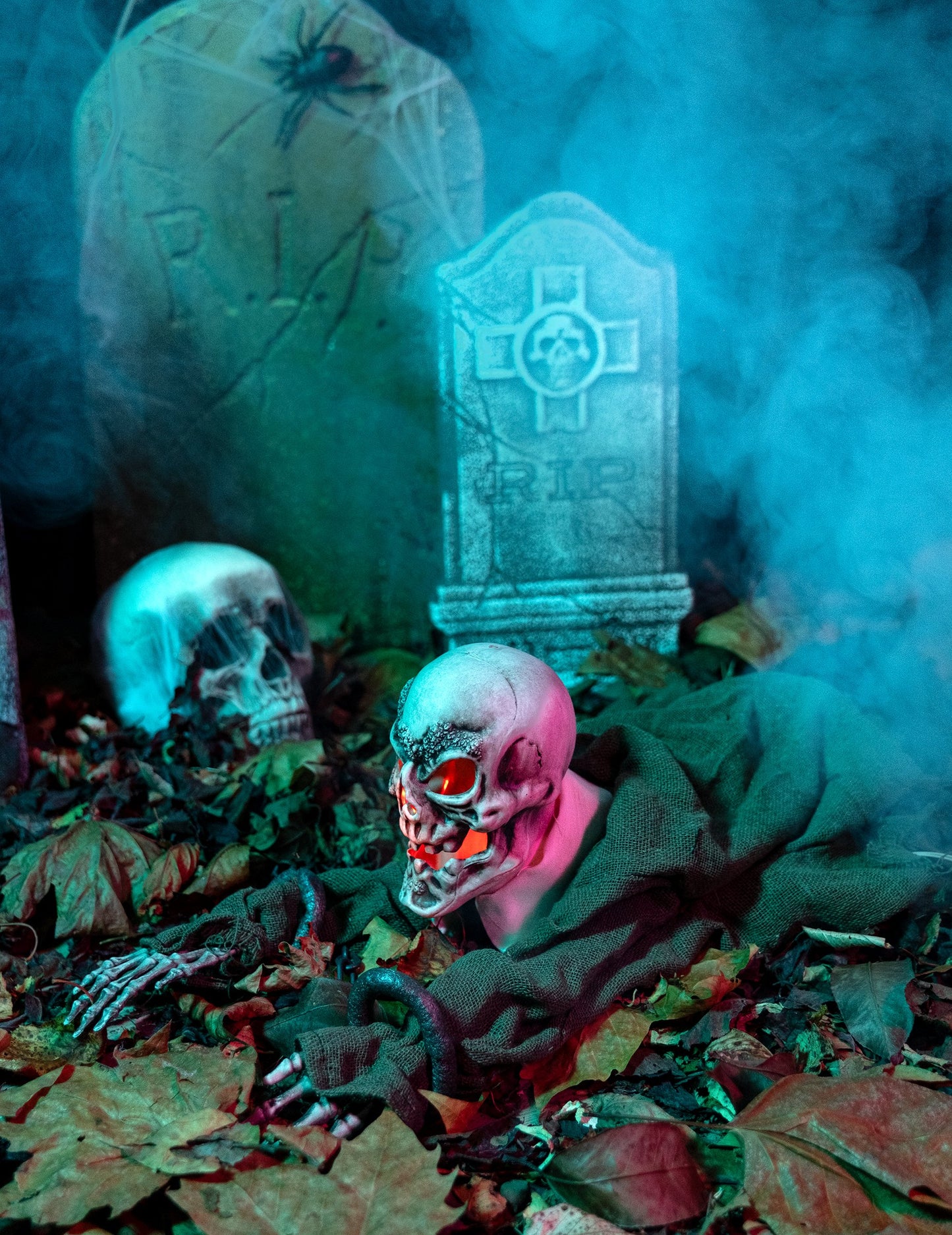 Decorația scheletului animat luminos și sunet de Halloween