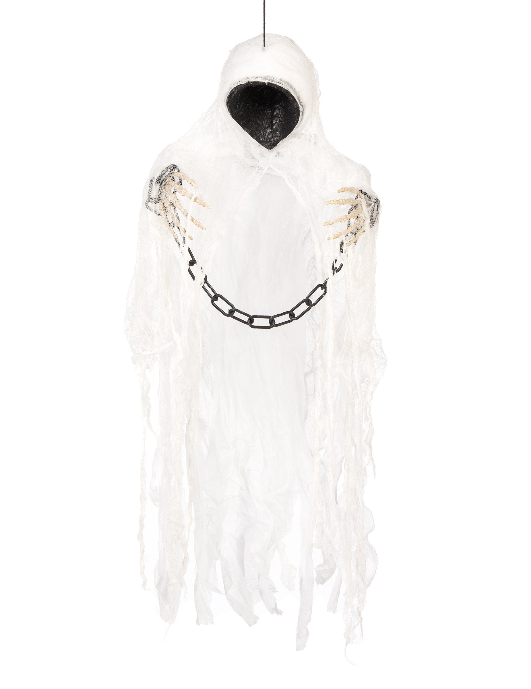 Décoration squelette faucheuse enchainé pour Halloween blanche et noire