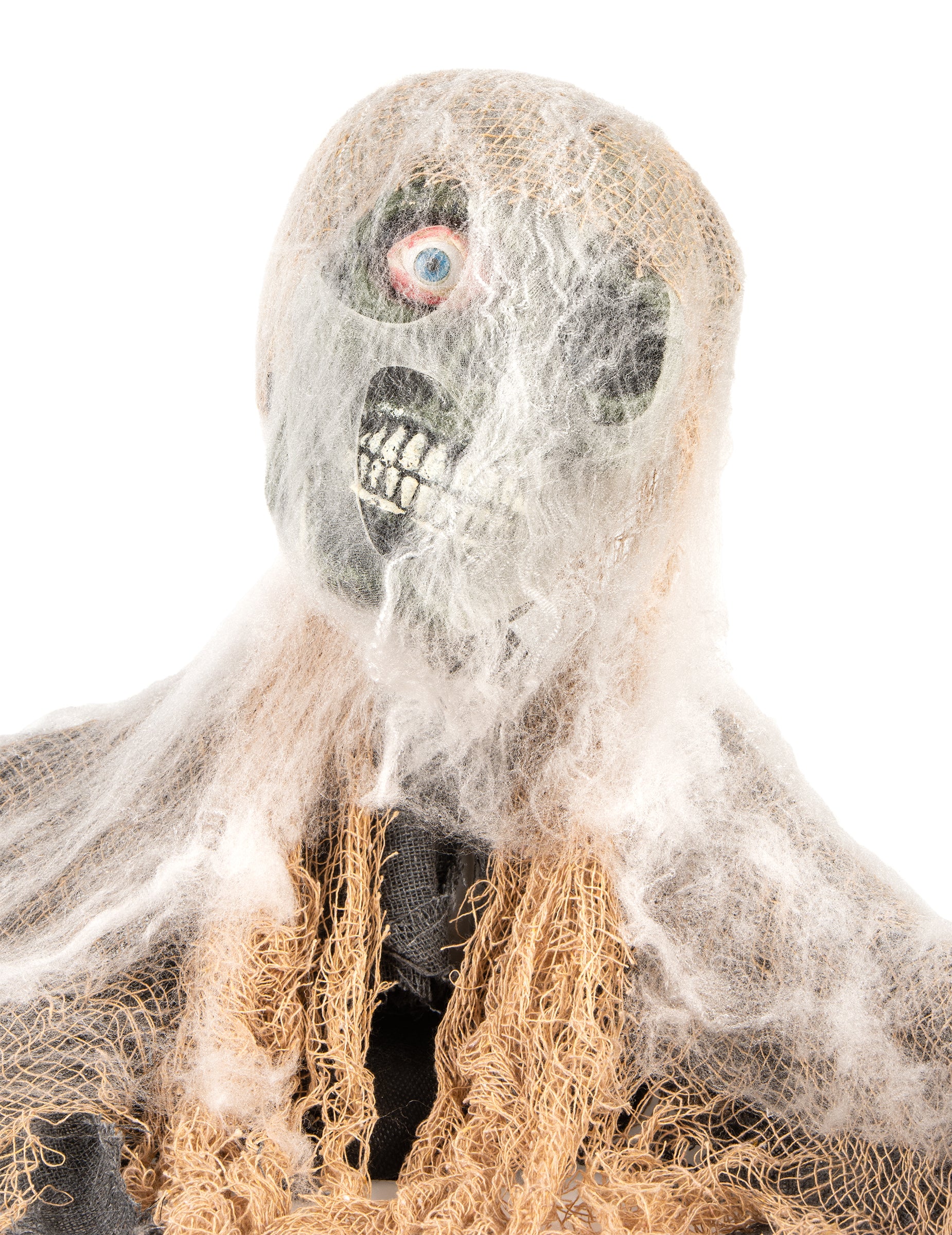 Gros plan sur le visage voilé de la décoration zombie animé Halloween