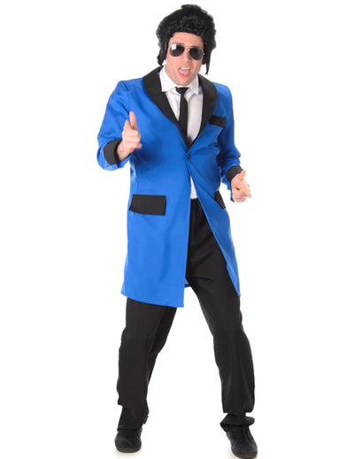 Costum 50's Teddy boy pentru bărbați albastru cu reveri negri