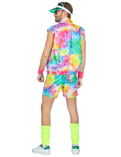 Costum de aerobic tie-dye multicolor neon pentru bărbați