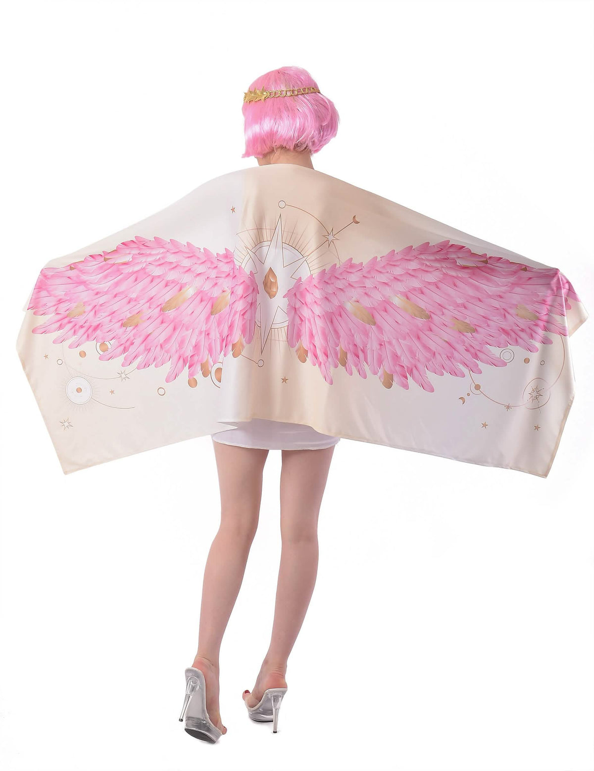 Vedere din spate a costumului poncho aripi de înger