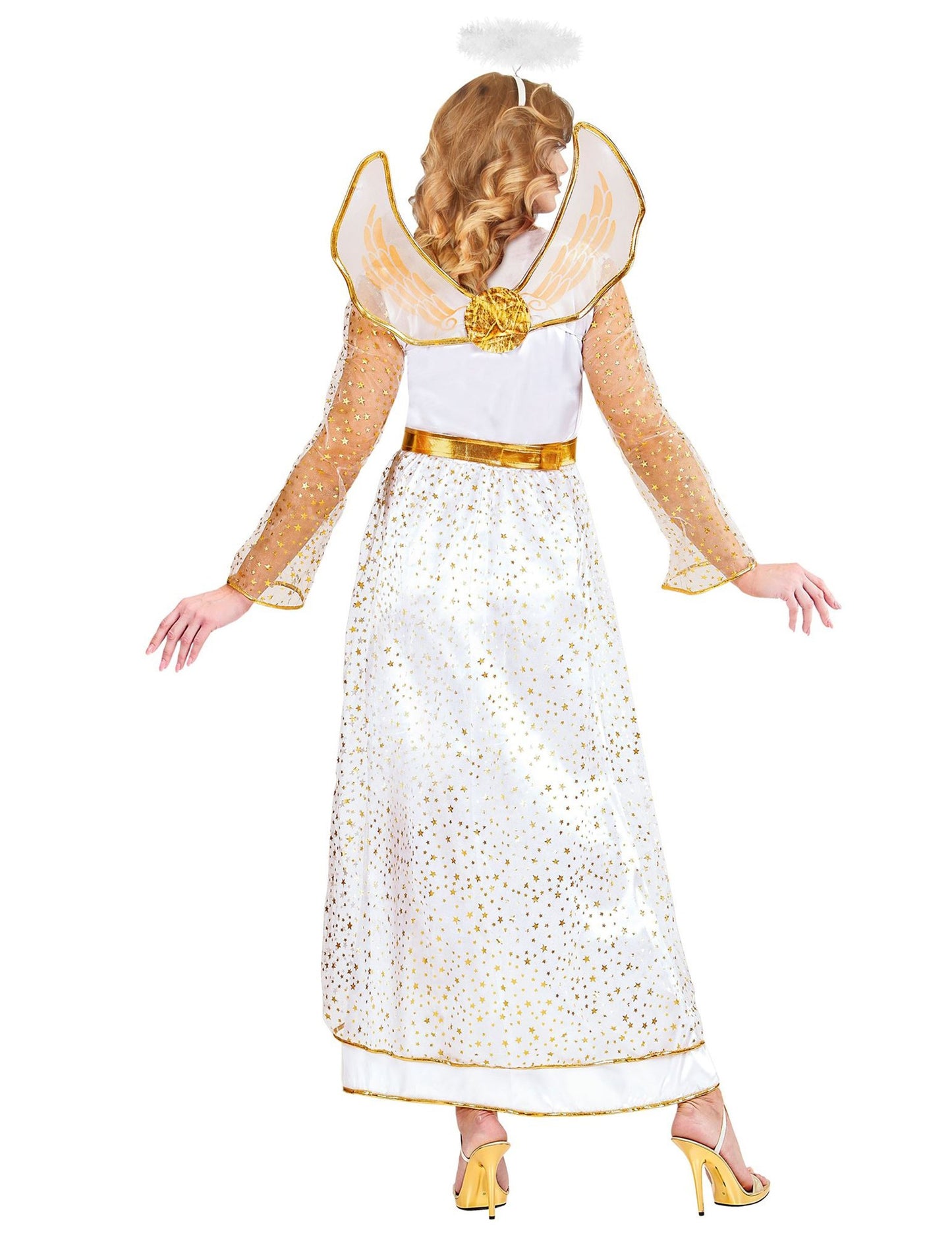 Costum de înger alb și auriu pentru femeie