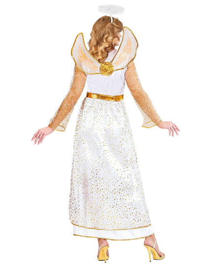 Costum de înger alb și auriu pentru femeie