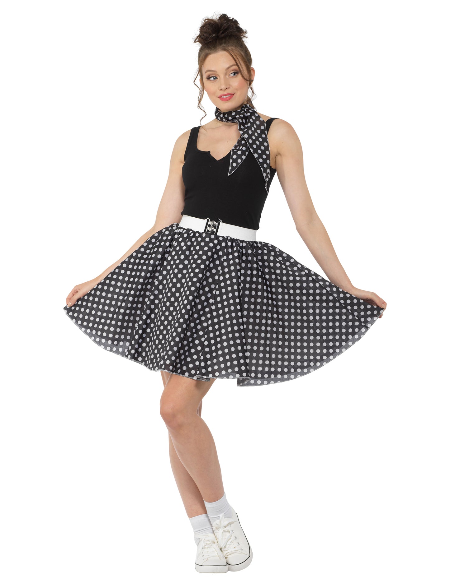 Costum din anii 1950 Negru cu mazăre pentru femei