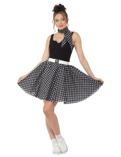 Costum din anii 1950 Negru cu mazăre pentru femei