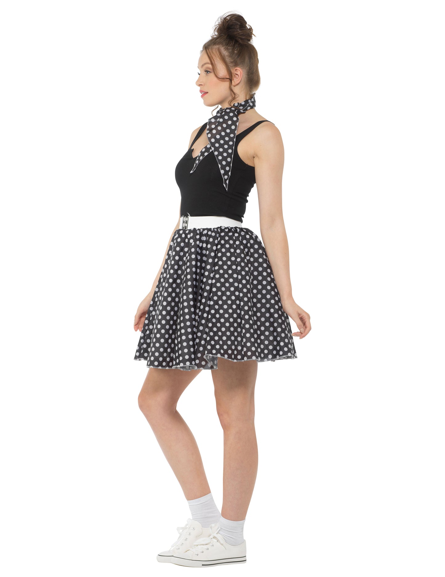 Costum din anii 1950 Negru cu mazăre pentru femei