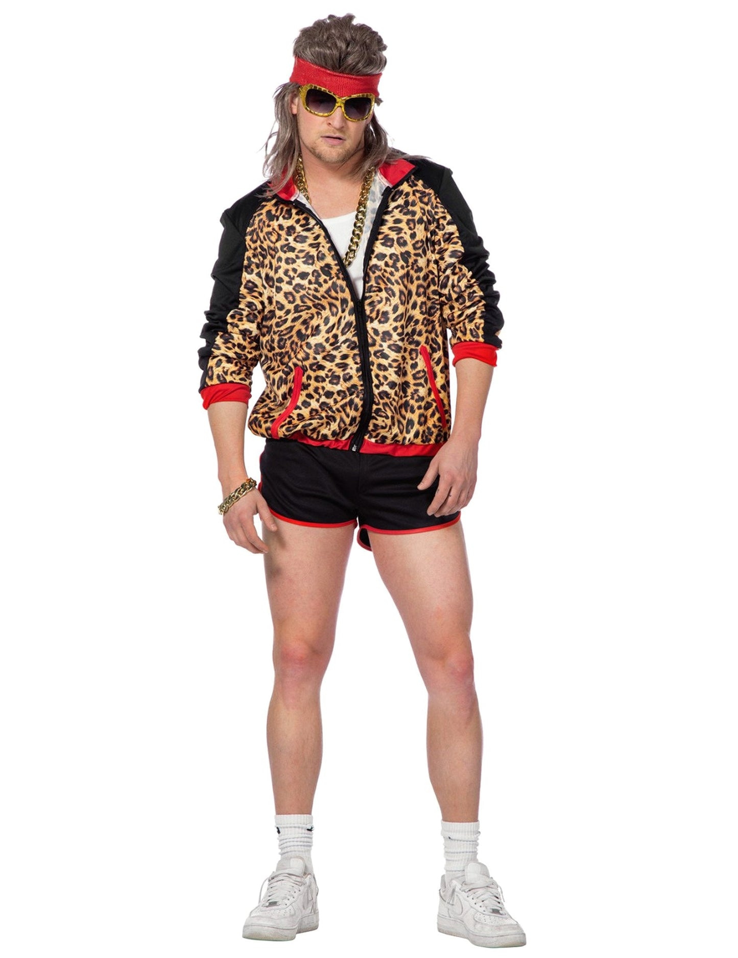 Costum de cuplu cu imprimeu de leopard anii '80 pentru adult