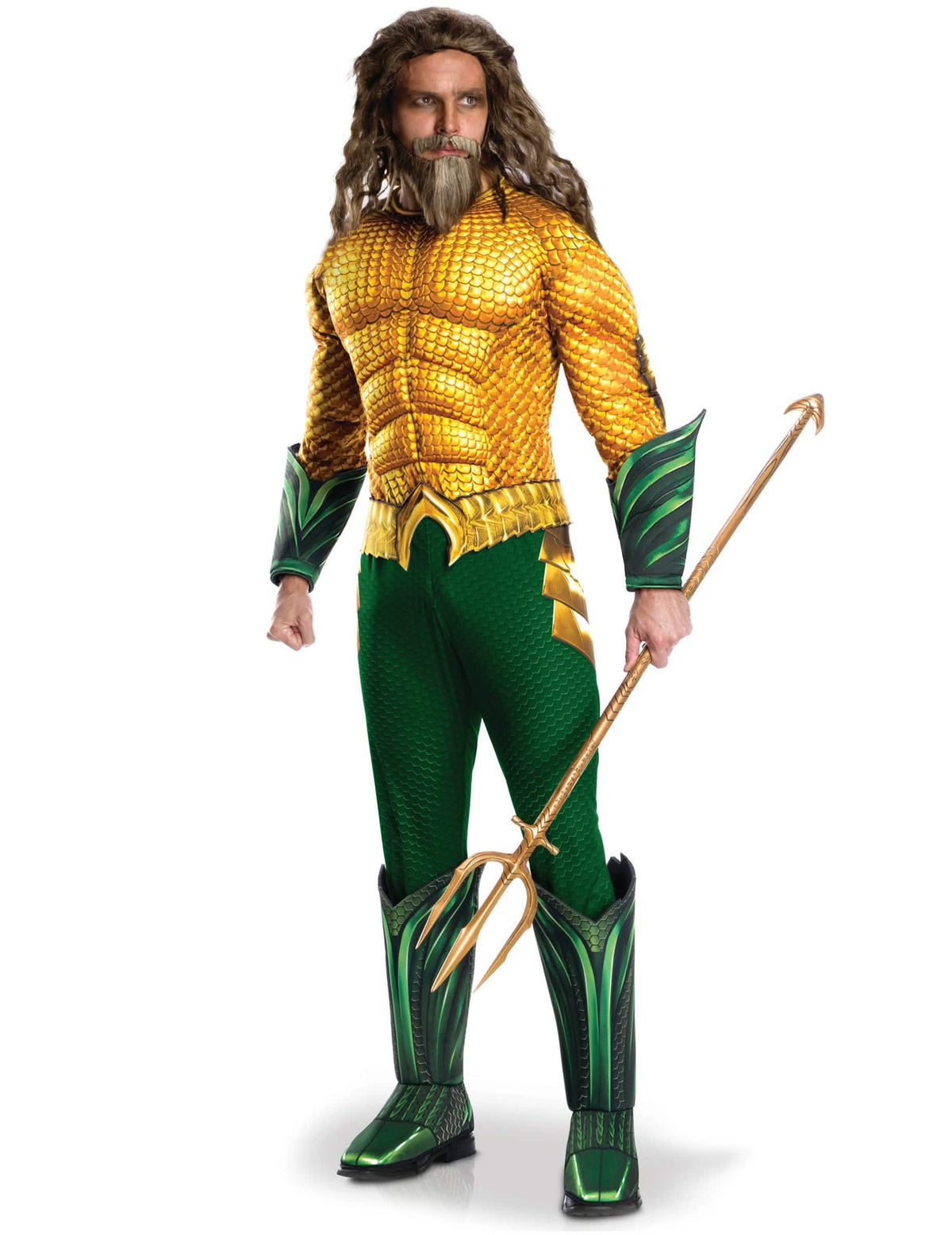 Costum Aquaman™ pentru adult auriu și verde cu trident