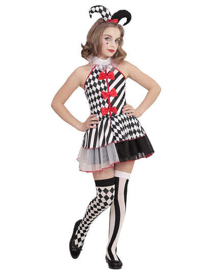 Vue d'ensemble du déguisement arlequin damier pour fille